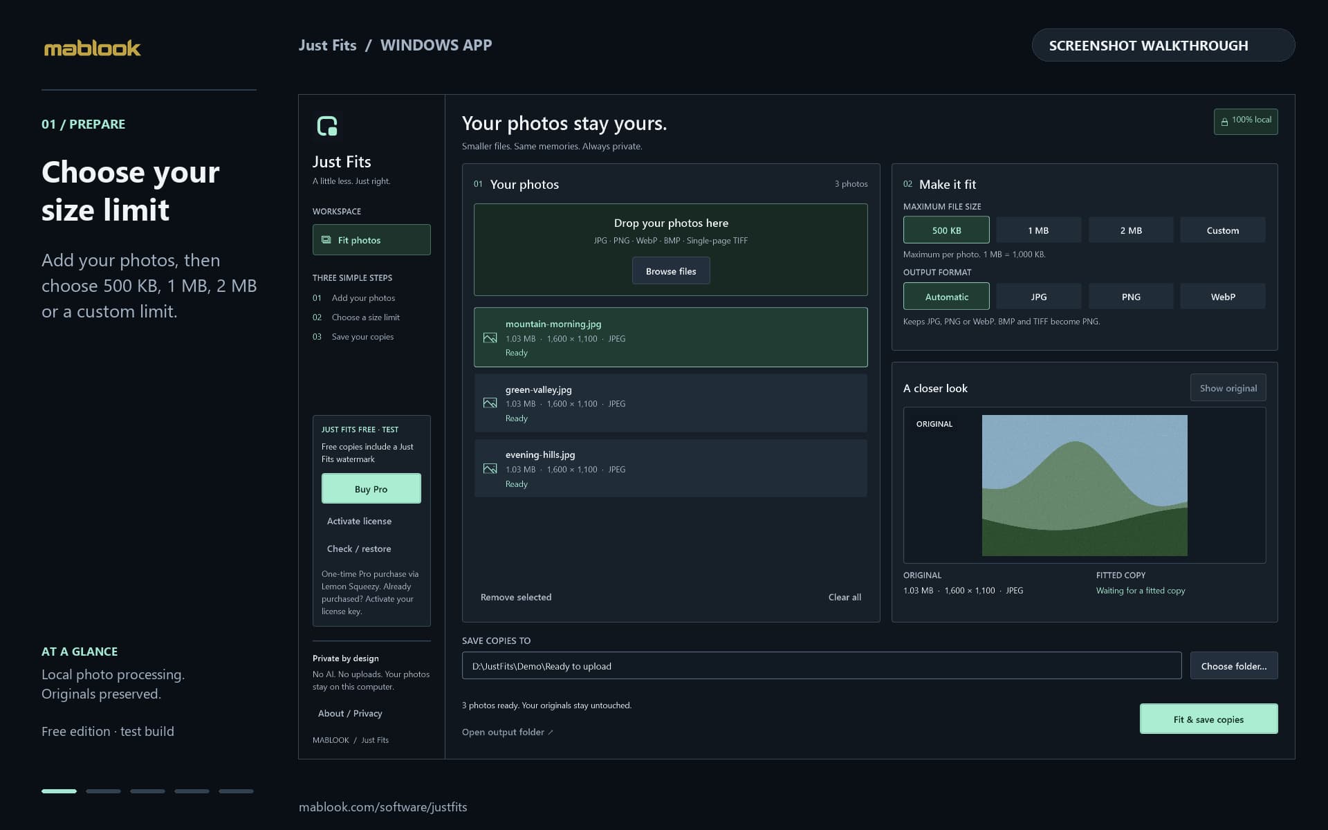 Just Fits screenshot walkthrough preview